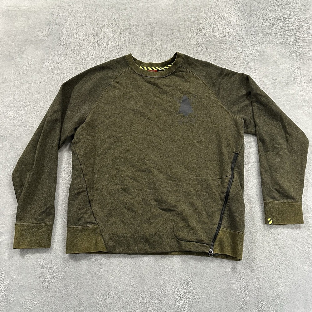 Nike Pullover Sweatshirt Men XL Green Baggy Side Zip Activewear Performance